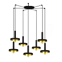 pendant luminaire WHIZZ 7 flames E27 IP20, gold, black 