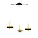 pendant luminaire WHIZZ 3 flames E27 IP20, gold, black 