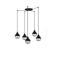 pendant luminaire CLAIRE 5 flames E27 IP20, black glossy 