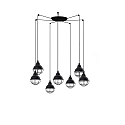 pendant luminaire CLAIRE 7 flames E27 IP20, black glossy 