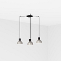 pendant luminaire KOMBO 3 flames E27 IP20, grey, black matt 