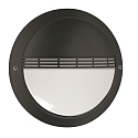 LED Auenwandleuchte 27cm, IP65, 12W, 3000K, 1400lm, mit Gitter, rund, Abdeckung opal, schwarz