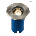 HEITRONIC Apparecchio da incasso a terra POTSDAM rotondo, rigido, accessibile GU10 IP67, Acciaio inossidabile dimmerabile
