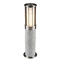 Luminaire en forme de borne LAGUNA cylindrique, rayonnement latral E27 IP44, acier inoxydable, granit gradable