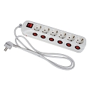 Table socket 6-fold, can be switched off individually and in total, IP20, white