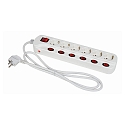 Table socket 6-fold, can be switched off individually and in total, IP20, white