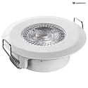 LED Recessed spot DL7202, Ø82mm, 38°, 5W, 3000K, 380lm, IP44, white