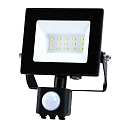 Outdoor LED Flutlichtstrahler BOLTON 2.0, mit Sensor, IP44, 50cm Kabel (offen), schaltbar, Alu schwarz, 10W 3000K 735lm