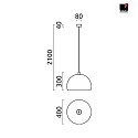 Helestra Luminaire à suspension DORO E27 IP20, rouge, noir mat, blanche