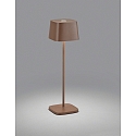 Lampada da tavolo a batteria KORI angolare, indiretto, con dimmer a sfioramento IP65, marrone, ruggine dimmerabile