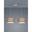 Pendant luminaire CERTO 2, 2 flames, E27, IP20, chrome / mocca