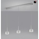 Helestra LED Pendant luminaire FLUTE LED, Balken, 3 flames, IP20, chrome