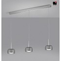 Helestra LED Pendant luminaire FLUTE LED, Balken, 3 flames, IP20, chrome