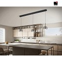 Helestra LED Pendant luminaire FLUTE LED, Balken, 3 flames, IP20, chrome