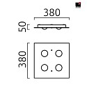Helestra ceiling luminaire NOMI 4 flames, square LED IP20, black dimmable