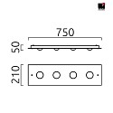 ceiling luminaire NOMI 4 flames, square, long LED IP20, black dimmable