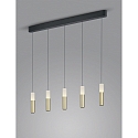 Helestra Luci a sospesione LIDOS 5-Lampadine, diretto / indiretto IP20, nero opaco dimmerabile