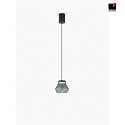 Helestra LED Pendelleuchte FOU, IP20, 6W 2700K 380lm, CRi >90, schaltbar, mattschwarz / Glas grau, Ø11cm