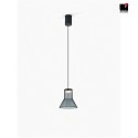 Helestra LED Pendelleuchte FOU, IP20, 6W 2700K 380lm, CRi >90, schaltbar, mattschwarz / Glas grau, Ø13cm