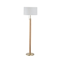 Wooden floor lamp LIGNUM, height 140cm, E27, with cable switch, natural oak / white chintz shade, matt brass