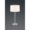 Table lamp LOOP, height 55-75cm, E27, with cable switch, matt nickel / chrome / white chintz shade