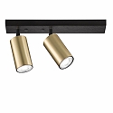 Spotlight CAMINO for wall or ceiling, 2-flame, 2x GU10, rotatable & swiveling, ML Dark Titan / brass spots