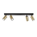 Spotlight CAMINO for wall or ceiling, 4-flame, 4x GU10, rotatable & swiveling, ML Dark Titan / brass spots