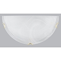 Wall lamp RUN, semicircular, 30 x 15 x 8cm, white alabaster glass, polished brass