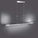 LED pendant luminaire CLAREO, length 170cm, variable height, outer parts 2x 350 swiveling, 42W 2700K 5250lm, matt nickel