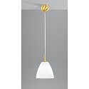 Pendant luminaire,  20cm / height 120cm, E27, white satined opal glass, matt brass