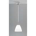 Pendant luminaire,  20cm / height 120cm, E27, white satined opal glass, matt nickel