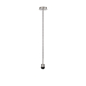 Pendant lamp suspension MIKADO, length 150cm, E27, without shade, matt nickel, black-white fabric coated cable