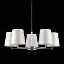 Pendant chandelier HAVANNA, 5-flame,  64cm, 5x E14, matt nickel / cream white shades / beige fabric coated cable