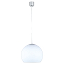 Pendant luminaire BOLERO, E27, matt opal glass / matt nickel,  30cm / height 150cm, max. 46W