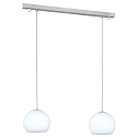 Pendant luminaire BOLERO, 2-flame, length 65cm, 2x E14, matt opal glass / matt nickel