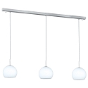 Pendant luminaire BOLERO, 3-flame, length 110cm, 3x E14, matt opal glass / matt nickel