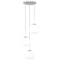 Pendant luminaire BOLERO, Rondell 3-flame,  25cm, 3x E27, matt opal glass / matt nickel