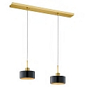 Pendant luminaire CARACAS, 2-flame, incl. 2x FARLUMA LED GU10 8W 3000K 650lm, dimmable, ML Brass / black / gold leaf (inside)