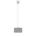 Pendant luminaire LOOP, 1-flame, with chintz shade  25cm, E27, matt nickel / light grey