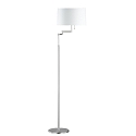 Floor lamp LOOP, variable height, with hinge-outrigger & series pull switch, 3x E27, matt nickel / white chintz
