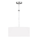 Pendant luminaire MARA,  40cm, 3x E27, matt nickel / white fabric cover below / Chintz