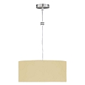 Pendant luminaire MARA,  40cm, 3x E27, matt nickel / white fabric cover below / Chintz, champaign