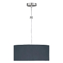 Pendant luminaire MARA,  40cm, 3x E27, matt nickel / white fabric cover below / Chintz, slate