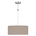 Pendant luminaire MARA,  40cm, 3x E27, matt nickel / white fabric cover below / Chintz, melange