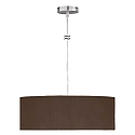 Pendant luminaire MARA,  50cm, 3x E27, matt nickel / white fabric cover below / Chintz, mocha