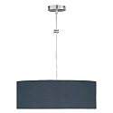Pendant luminaire MARA,  50cm, 3x E27, matt nickel / white fabric cover below / Chintz, slate