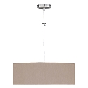 Pendant luminaire MARA,  50cm, 3x E27, matt nickel / white fabric cover below / Chintz, melange