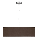 Pendant luminaire MARA,  60cm, 3x E27, matt nickel / white fabric cover below / Chintz, mocha