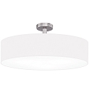 Ceiling luminaire MARA with spacer,  40cm, 3x E27, matt nickel / white fabric cover below / Chintz