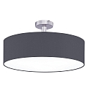 Ceiling luminaire MARA with spacer,  50cm, 3x E27, matt nickel / white fabric cover below / Chintz, slate